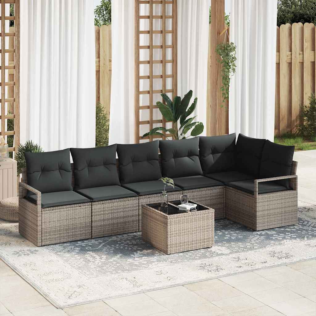 Set sofe 7 kom. Siva poliratan 287 x 122 x 85 cm