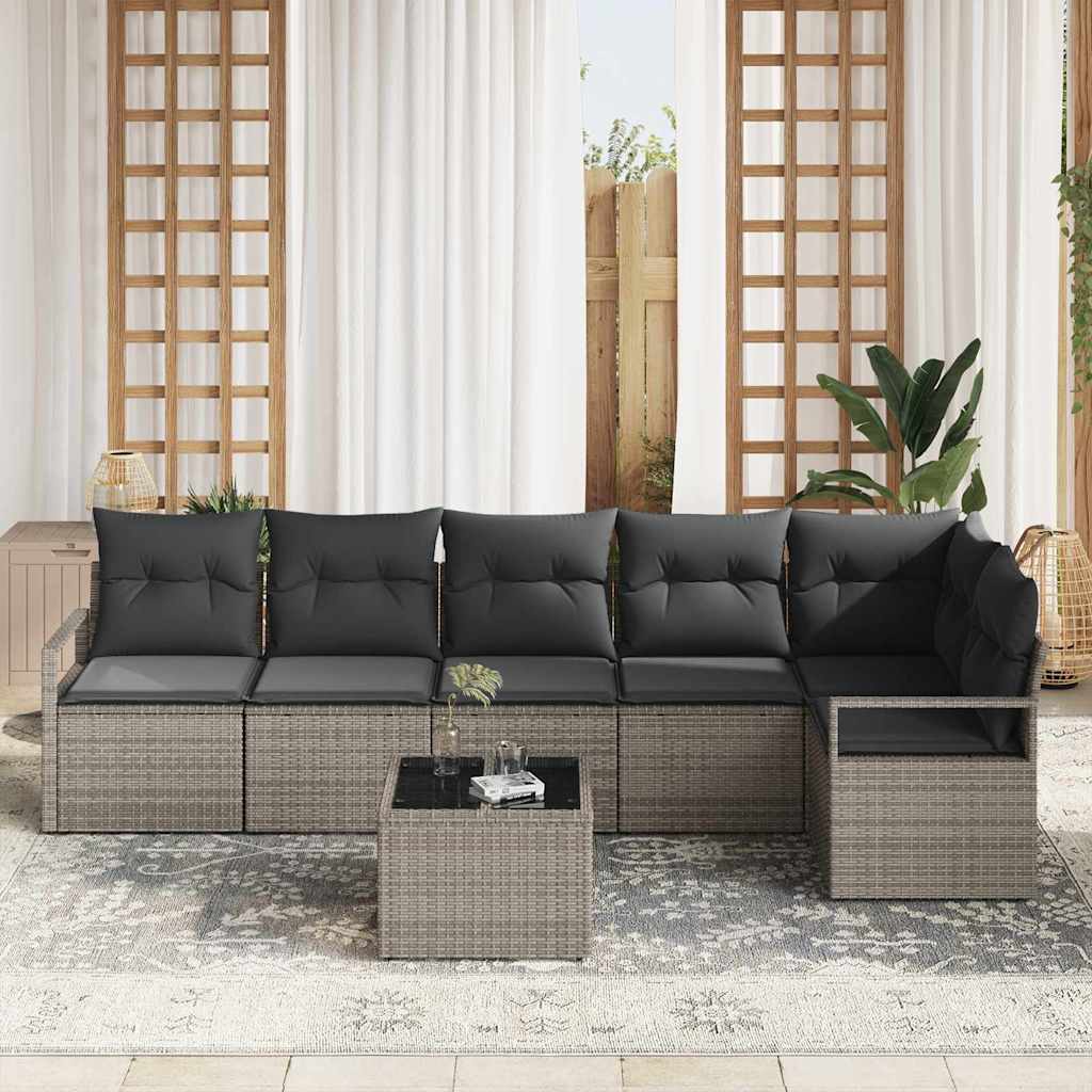 Set sofe 7 kom. Siva poliratan 287 x 122 x 85 cm