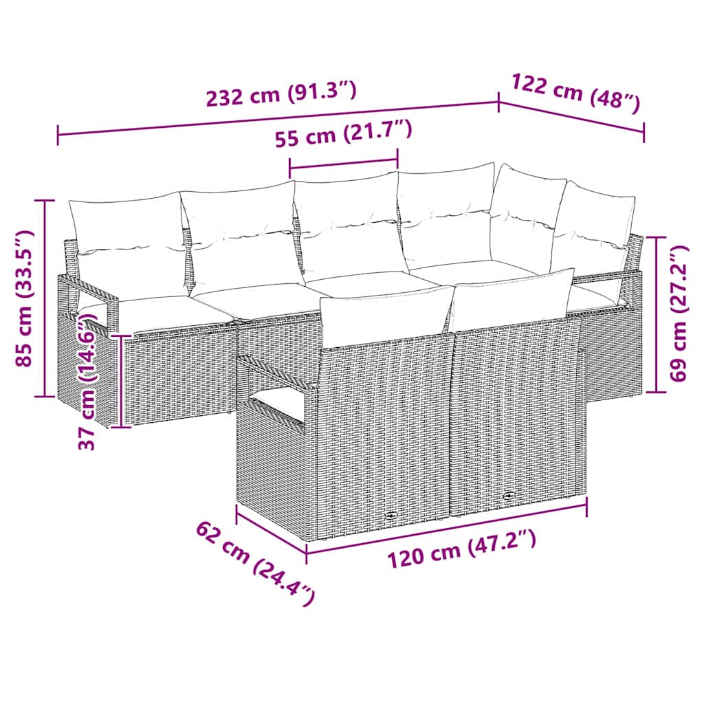 Set sofe s jastukom 7 pcs Smeđa poliratan