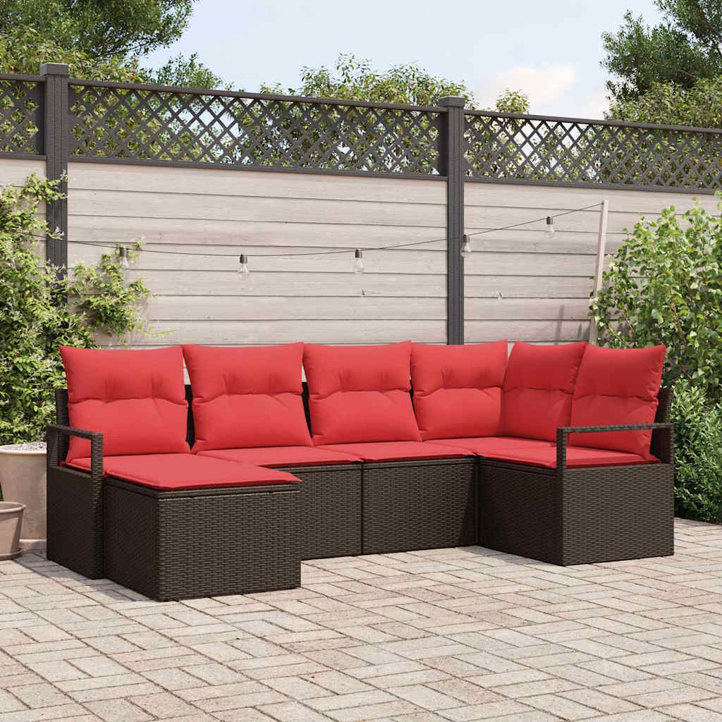 Set sofe 6 kom. Smeđa poliratan 232 x 122 x 85 cm