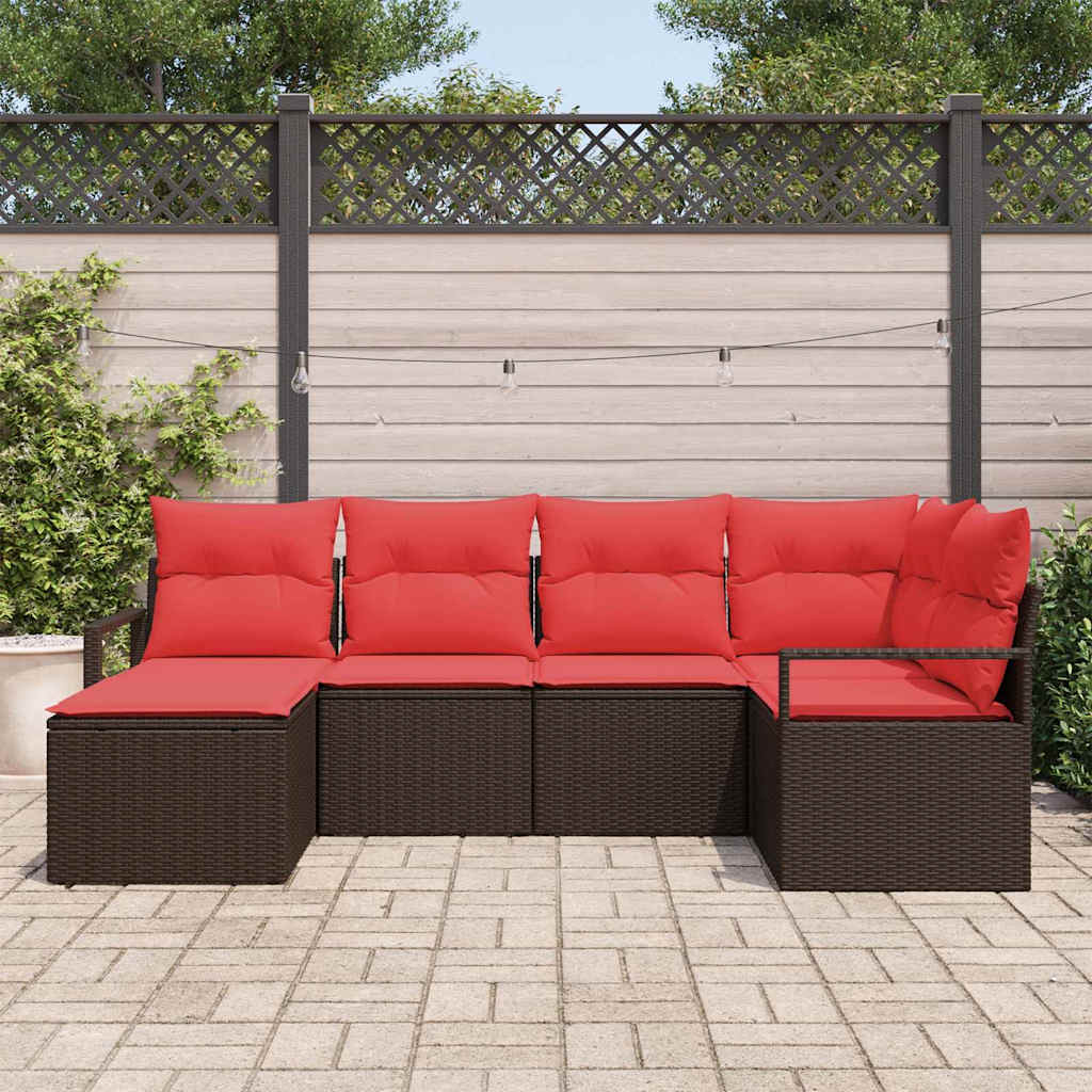 Set sofe 6 kom. Smeđa poliratan 232 x 122 x 85 cm