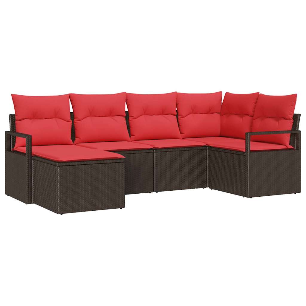 Set sofe 6 kom. Smeđa poliratan 232 x 122 x 85 cm