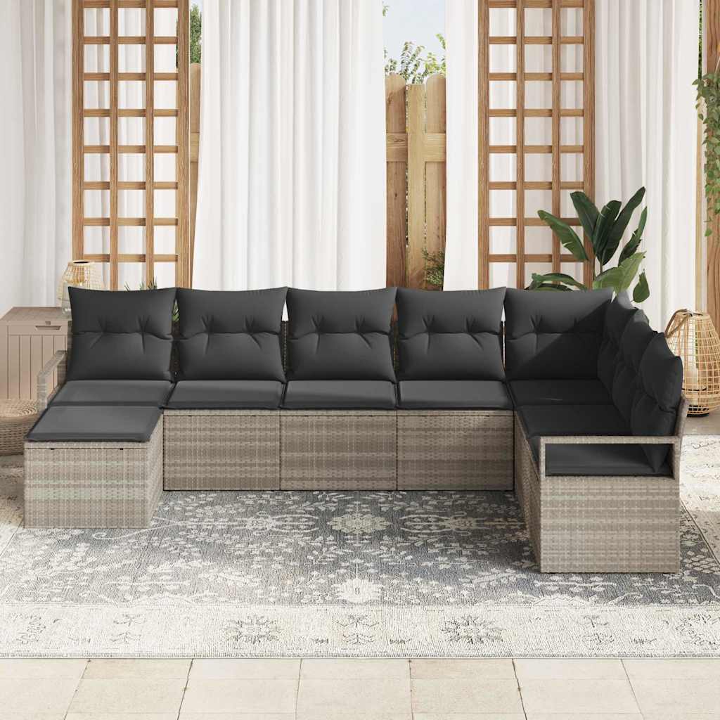 Set sofe 8 kom. Svjetlosiva poliratan 287 x 177 x 85 cm