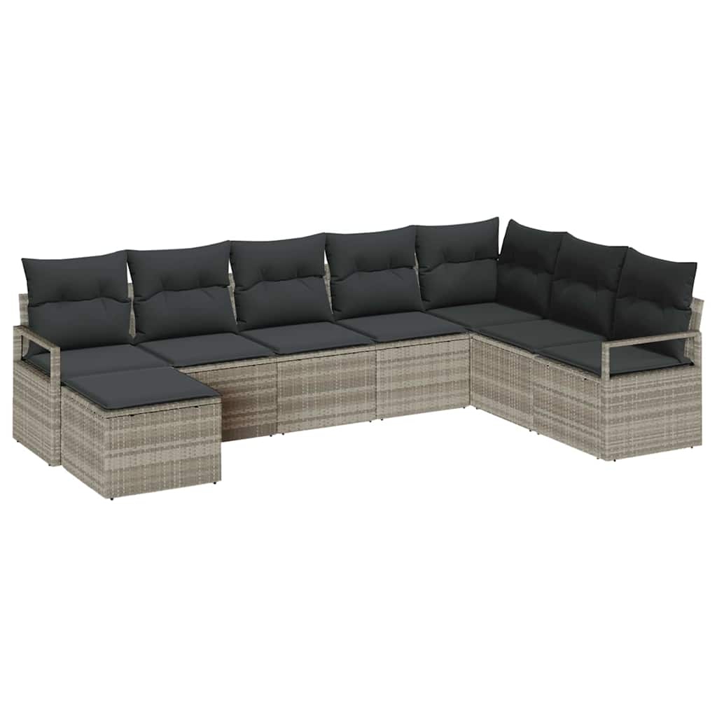 Set sofe 8 kom. Svjetlosiva poliratan 287 x 177 x 85 cm