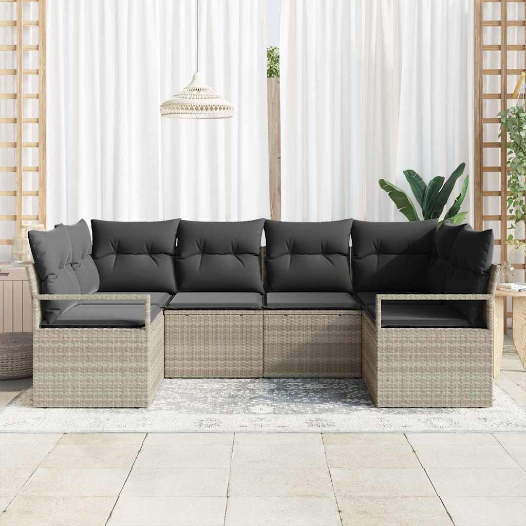 Set sofe 6 kom. Svjetlosiva poliratan 234 x 122 x 85 cm