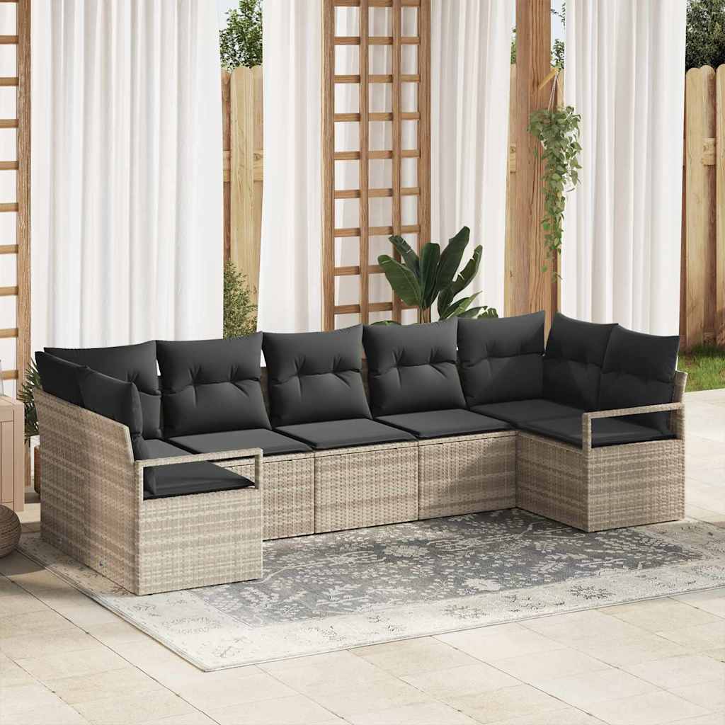 Set sofe 7 kom. Svjetlosiva poliratan 289 x 122 x 85 cm