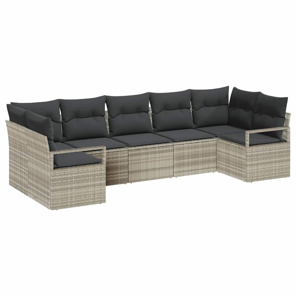 Set sofe 7 kom. Svjetlosiva poliratan 289 x 122 x 85 cm