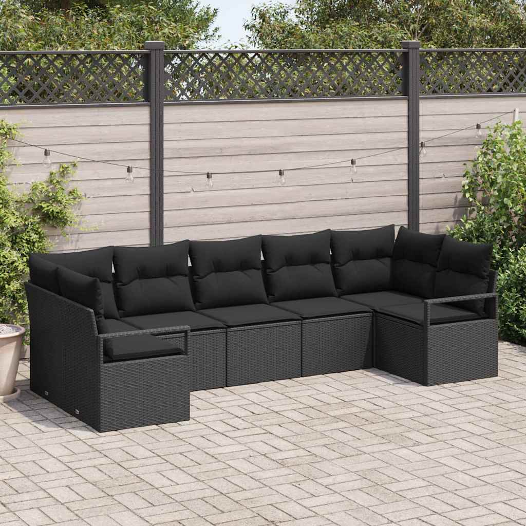 Set sofe 7 kom. Crna poliratan 289 x 122 x 85 cm