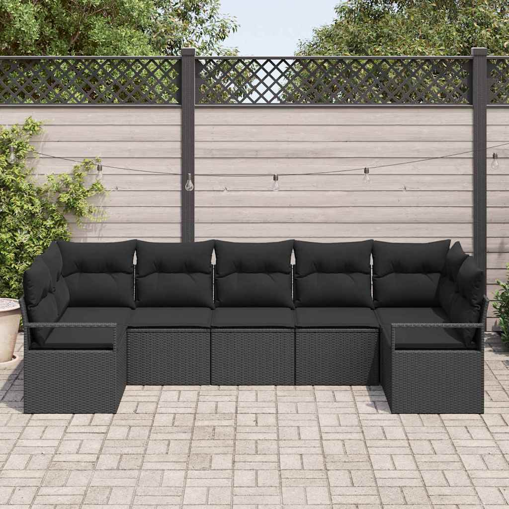 Set sofe 7 kom. Crna poliratan 289 x 122 x 85 cm