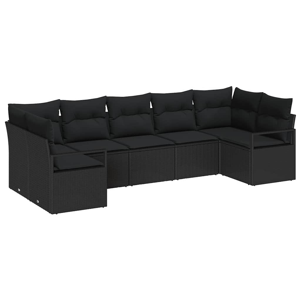 Set sofe 7 kom. Crna poliratan 289 x 122 x 85 cm