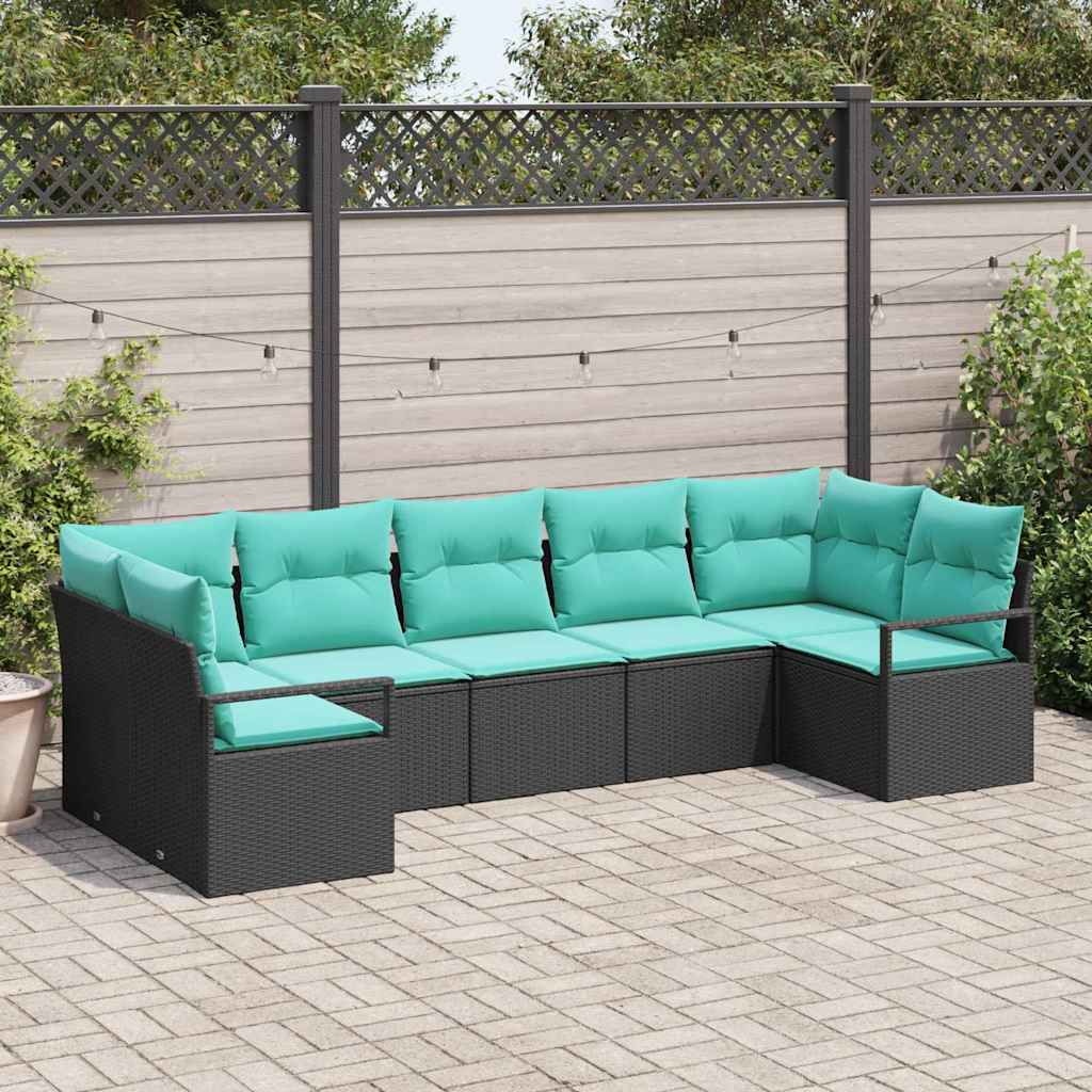 Set sofe 7 kom. Crna poliratan 289 x 122 x 85 cm