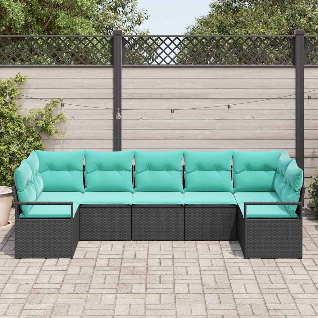Set sofe 7 kom. Crna poliratan 289 x 122 x 85 cm