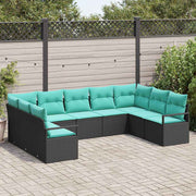 Set sofe 9 kom. Crna poliratan 289 x 177 x 85 cm