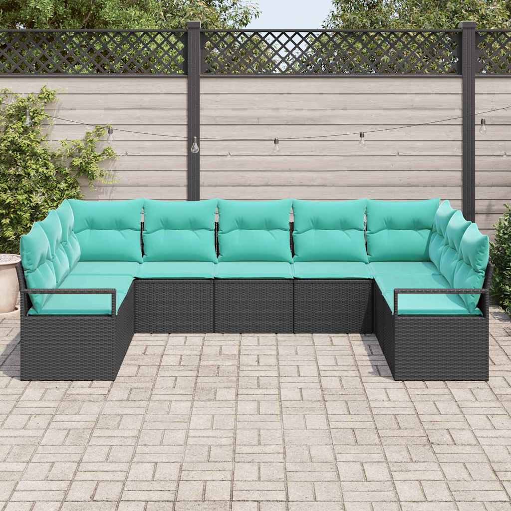 Set sofe 9 kom. Crna poliratan 289 x 177 x 85 cm