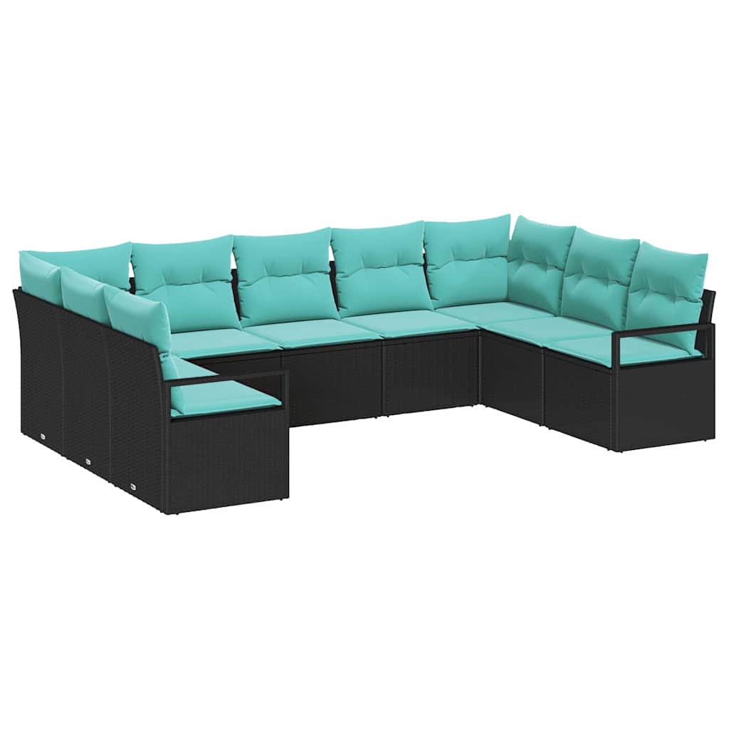 Set sofe 9 kom. Crna poliratan 289 x 177 x 85 cm