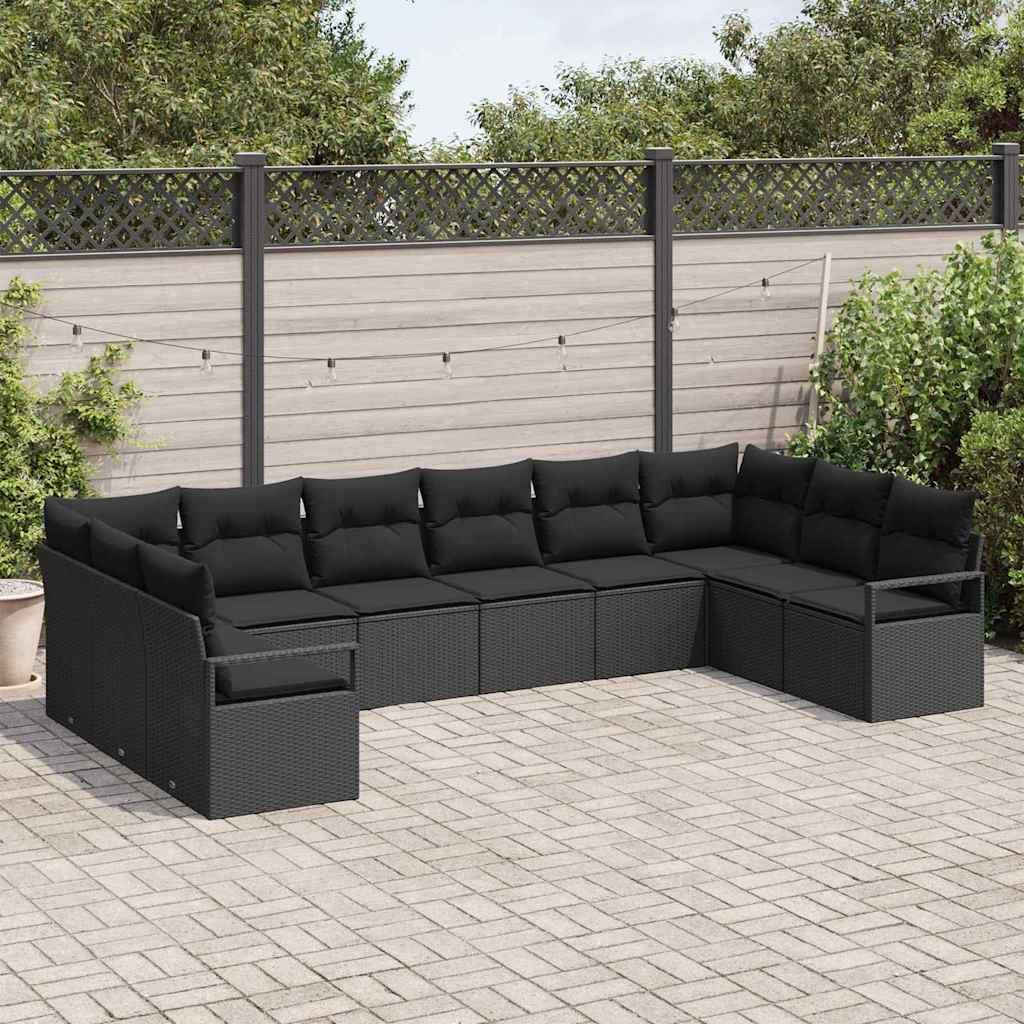Set sofe 10 kom. Crna poliratan 344 x 177 x 85 cm