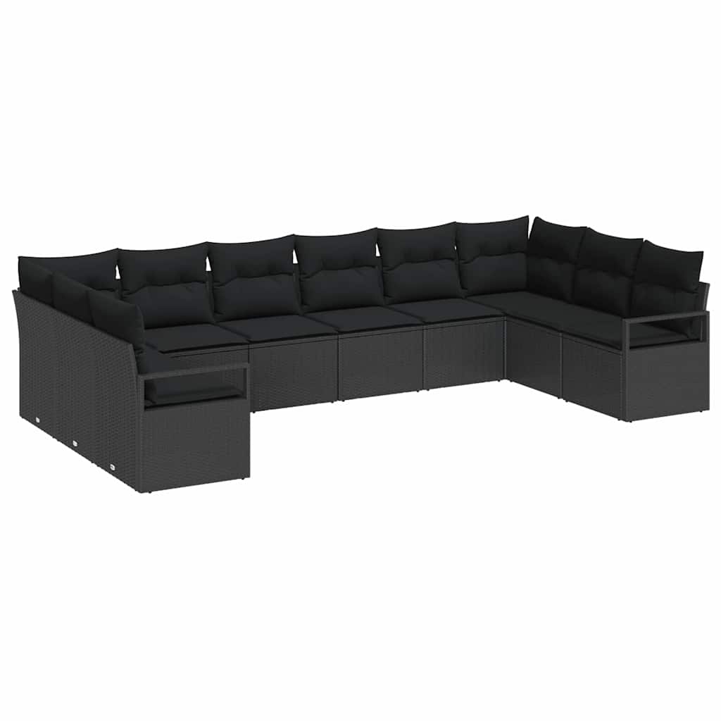 Set sofe 10 kom. Crna poliratan 344 x 177 x 85 cm