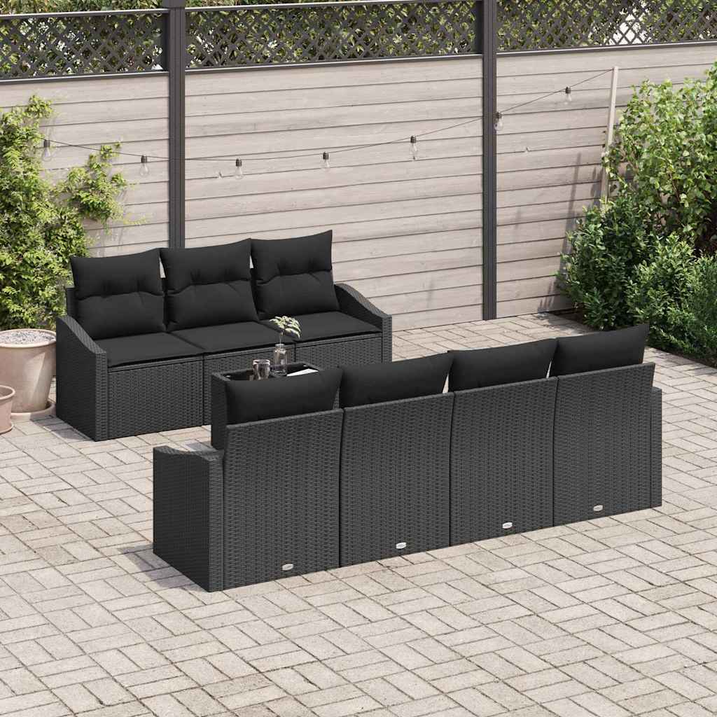 Set sofe s jastukom s jastukom 8 pcs Crna poliratan