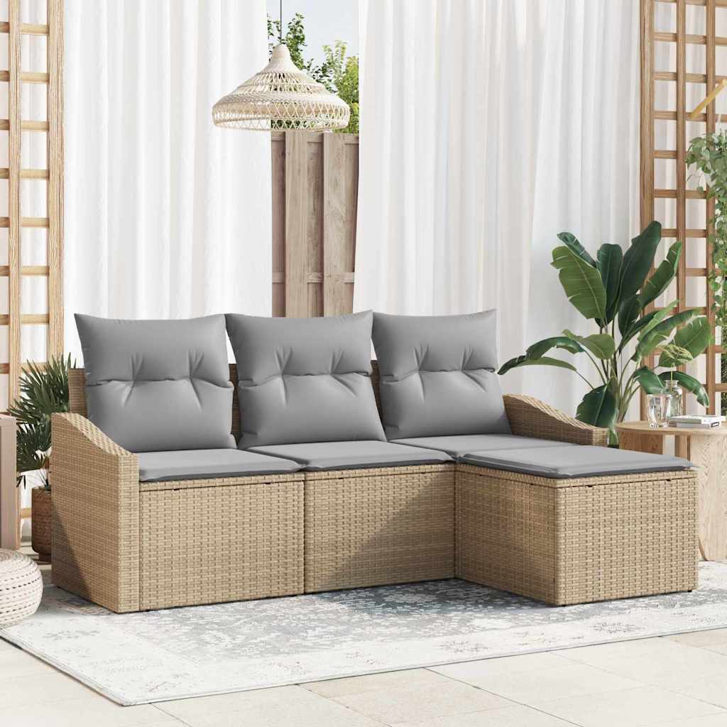 Set sofe 4 kom. Bež poliratan 178 x 117 x 85 cm