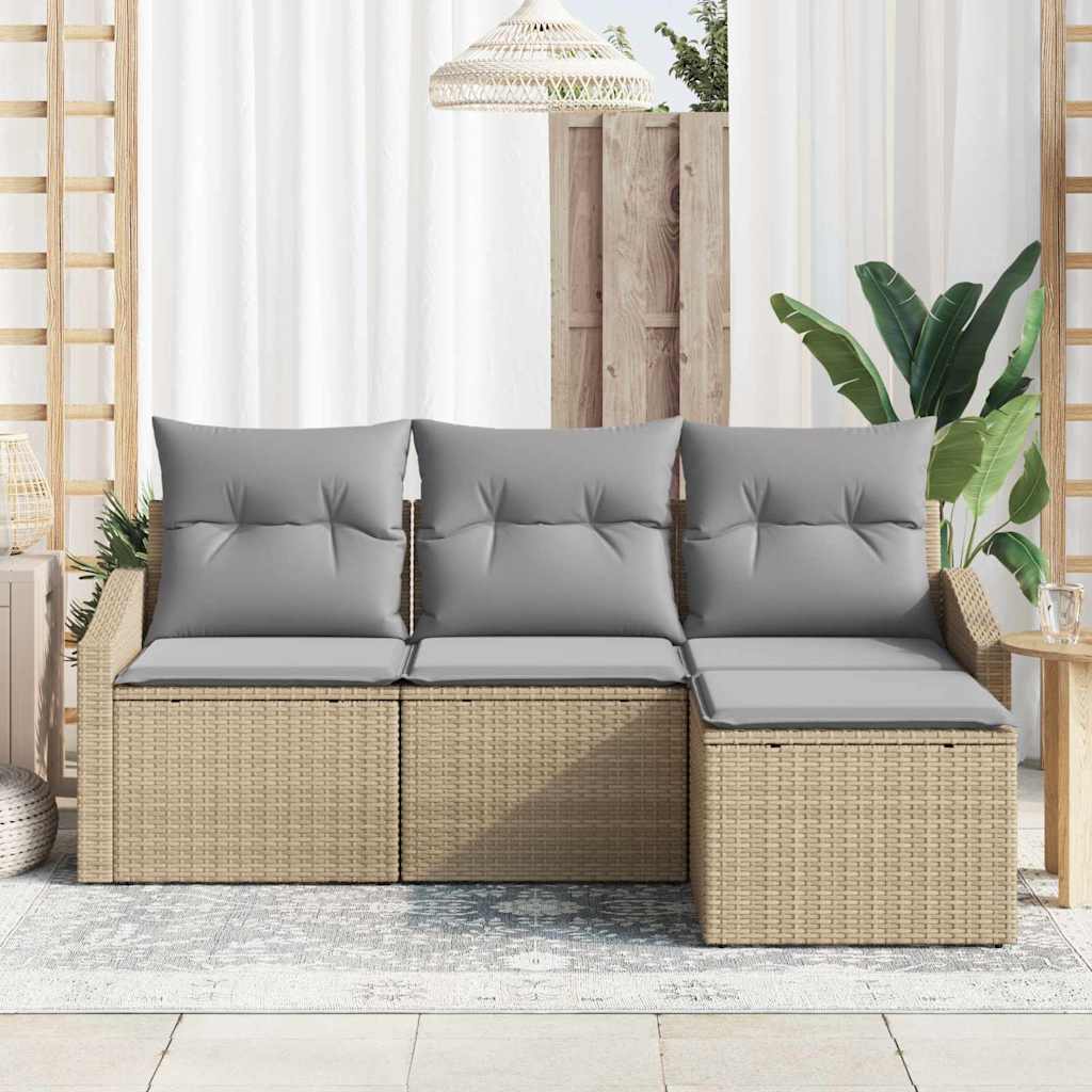 Set sofe 4 kom. Bež poliratan 178 x 117 x 85 cm
