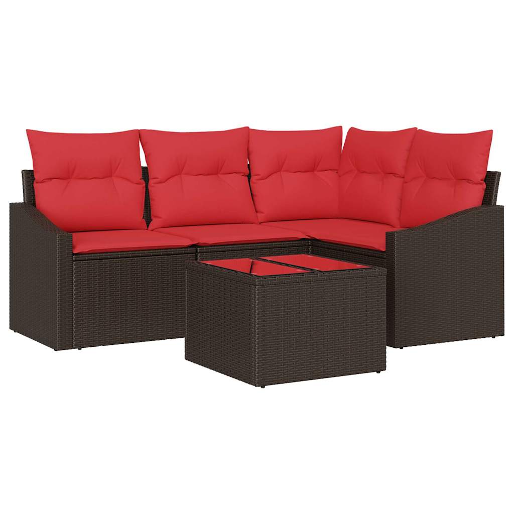 Set sofe 5 kom. Smeđa poliratan 178,5 x 123,5 x 85 cm