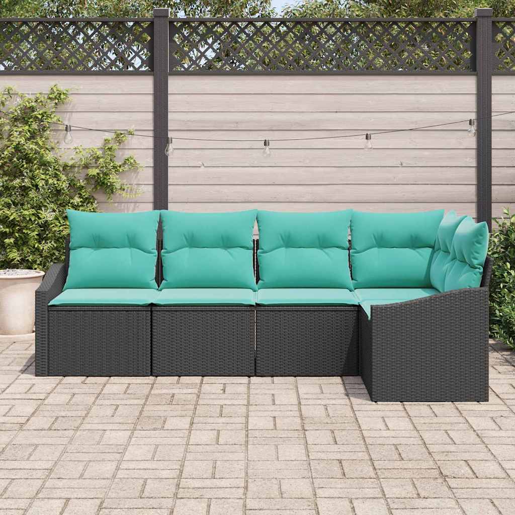 Set sofe 5 kom. Crna poliratan 233,5 x 123,5 x 85 cm