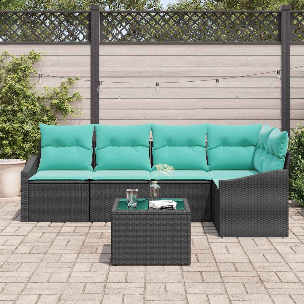 Set sofe 6 kom. Crna poliratan 233,5 x 123,5 x 85 cm