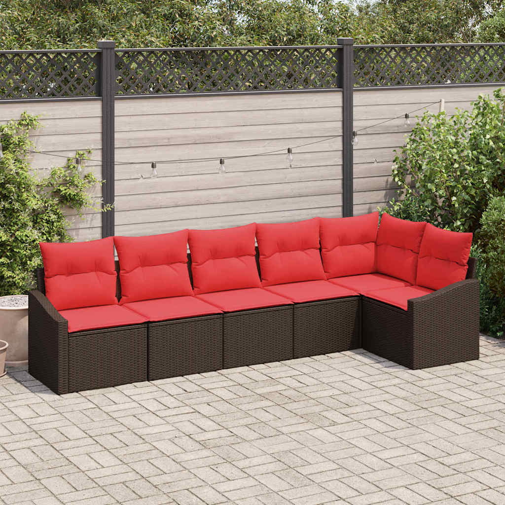 Set sofe 6 kom. Smeđa poliratan 288,5 x 123,5 x 85 cm