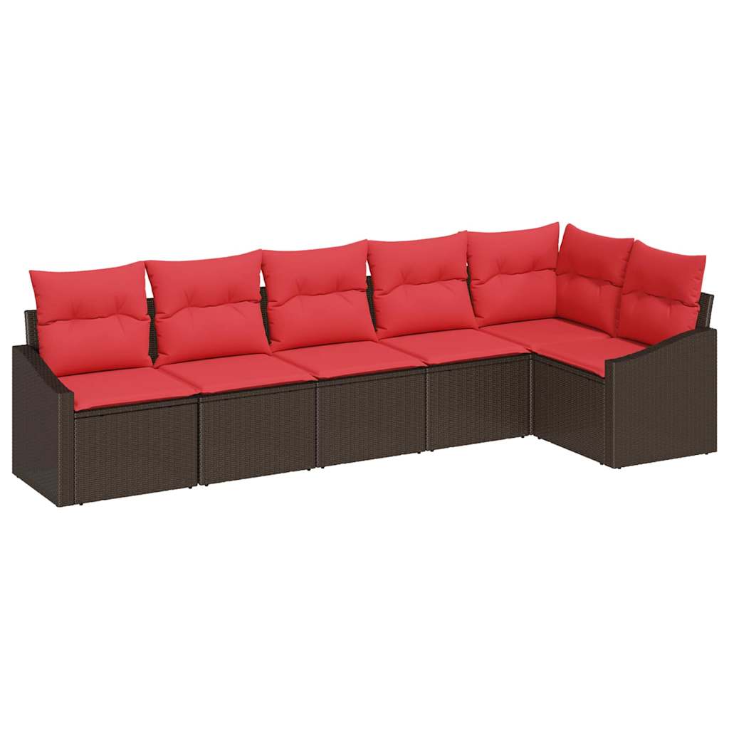 Set sofe 6 kom. Smeđa poliratan 288,5 x 123,5 x 85 cm