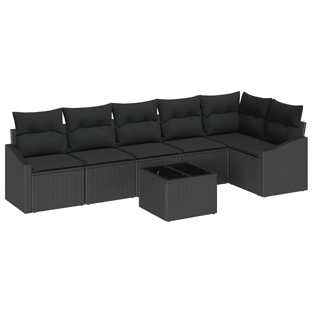 Set sofe 7 kom. Crna poliratan 288,5 x 123,5 x 85 cm