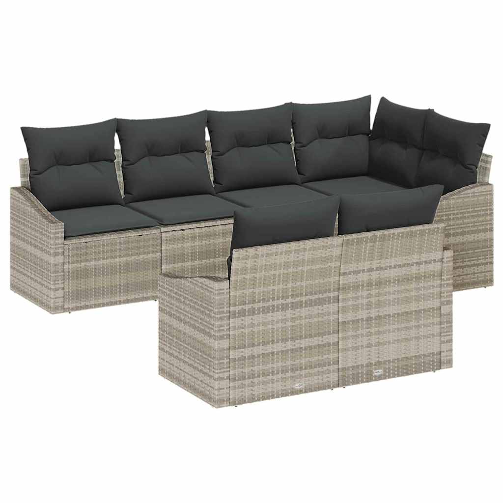 Set sofe 7 kom. Svjetlosiva poliratan 233,5 x 123,5 x 85 cm