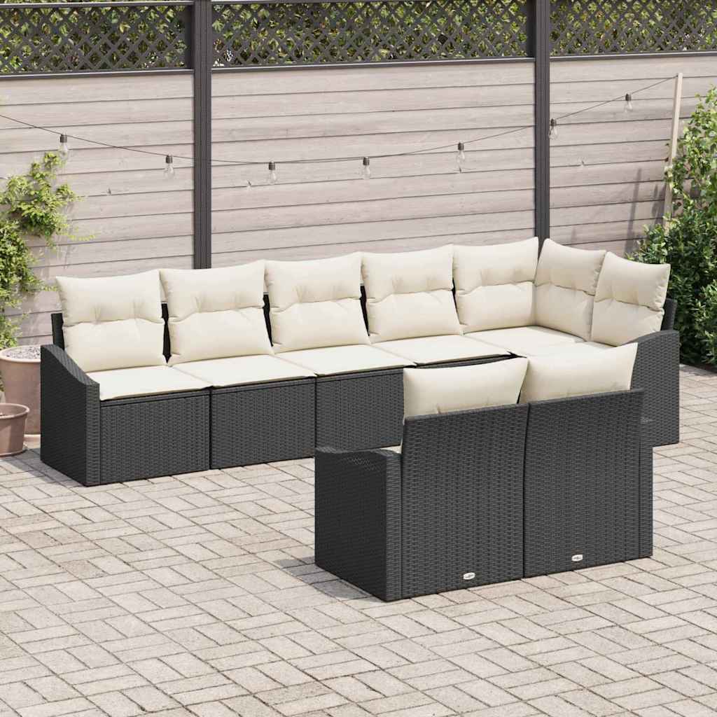 Set sofe 8 kom. Crna poliratan 288,5 x 123,5 x 85 cm
