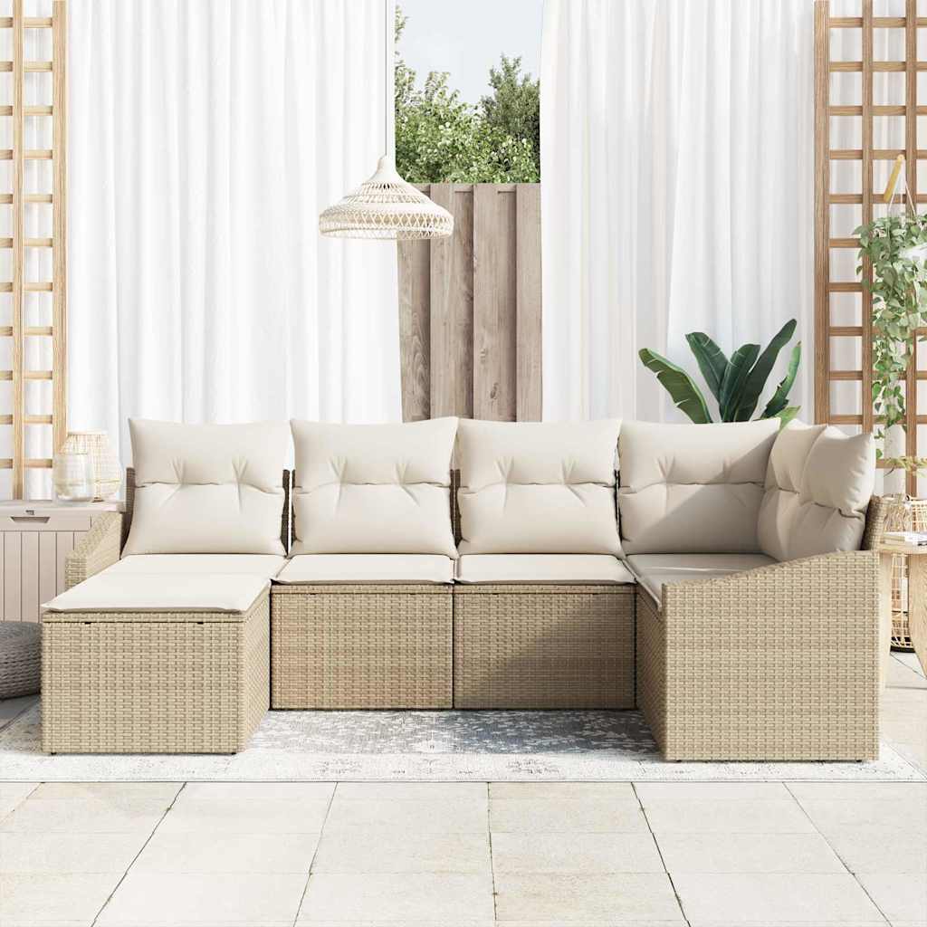 Set sofe 6 kom. Bež poliratan 288,5 x 123,5 x 85 cm
