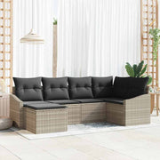 Set sofe 6 kom. Svjetlosiva poliratan 288,5 x 123,5 x 85 cm