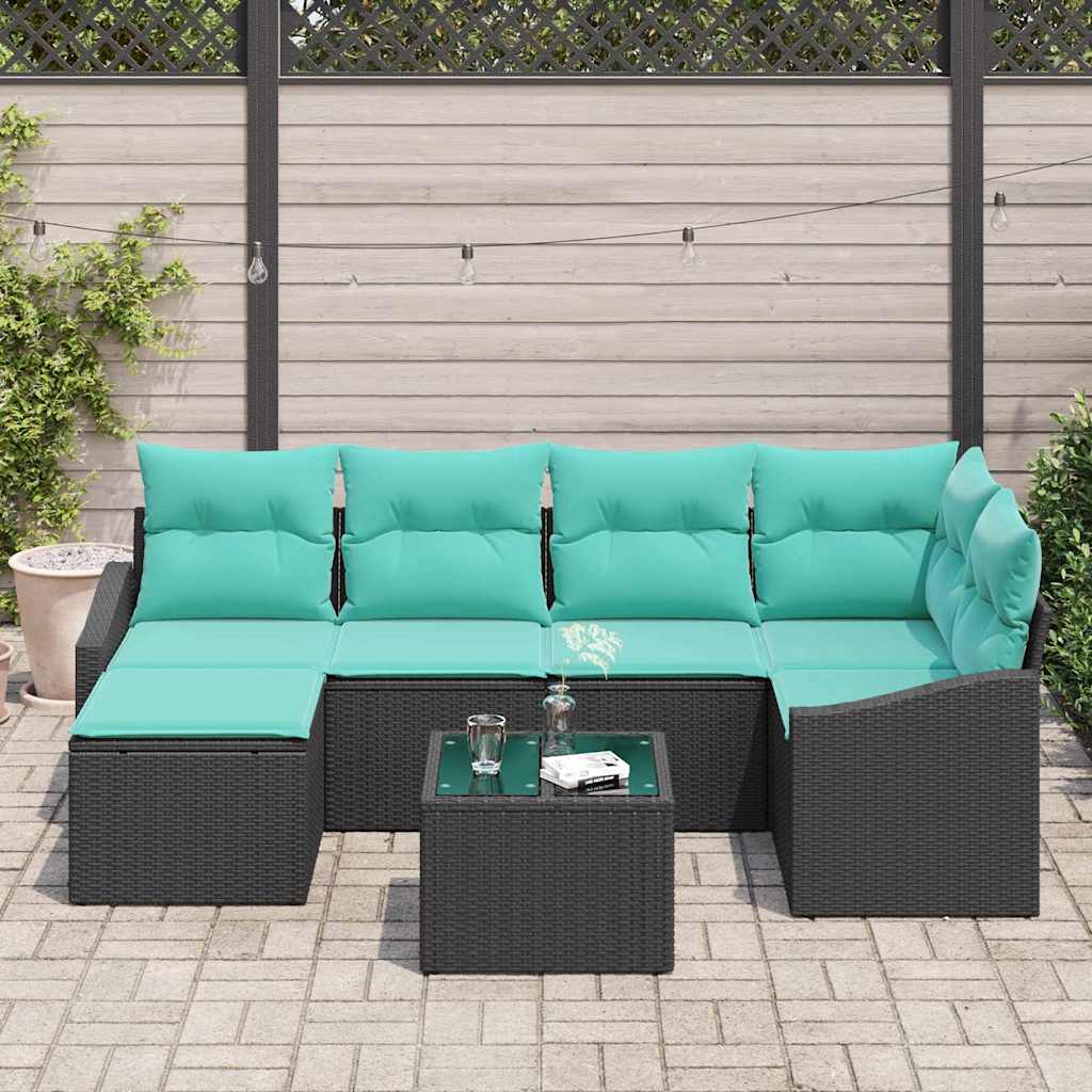 Set sofe 7 kom. Crna poliratan 288,5 x 123,5 x 85 cm