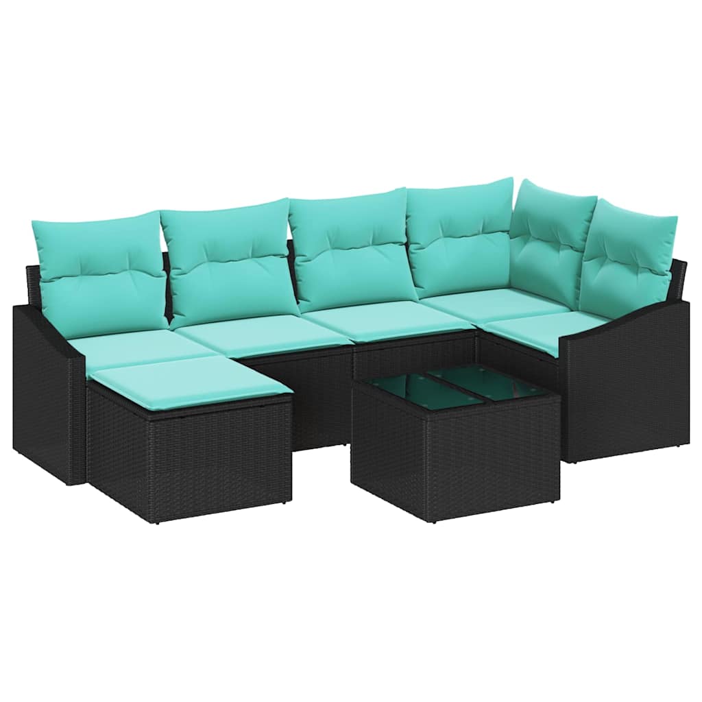 Set sofe 7 kom. Crna poliratan 288,5 x 123,5 x 85 cm
