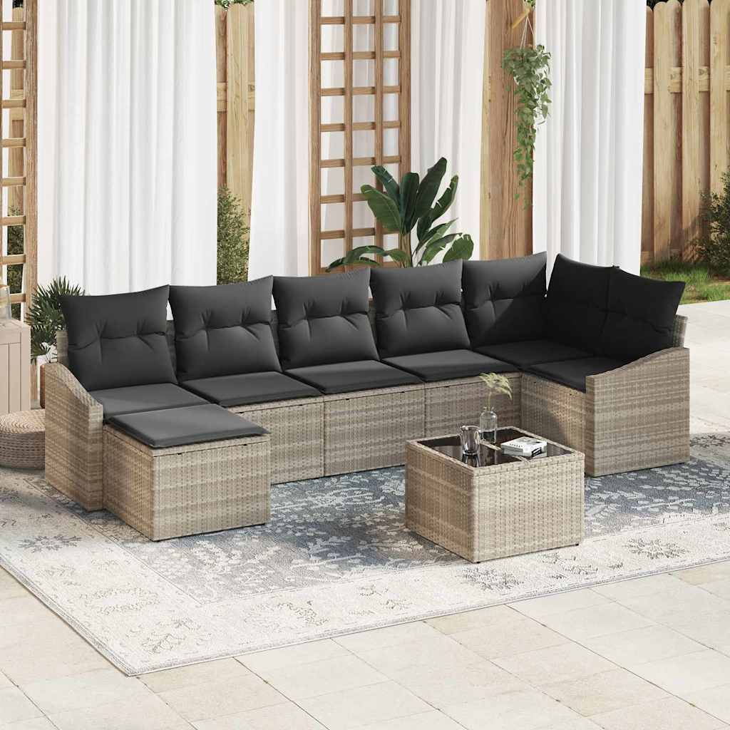 Set sofe 8 kom. Svjetlosiva poliratan 288,5 x 123,5 x 85 cm