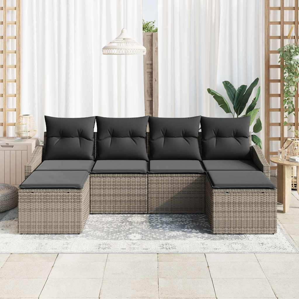 Set sofe 6 kom. Siva poliratan 233 x 117 x 85 cm