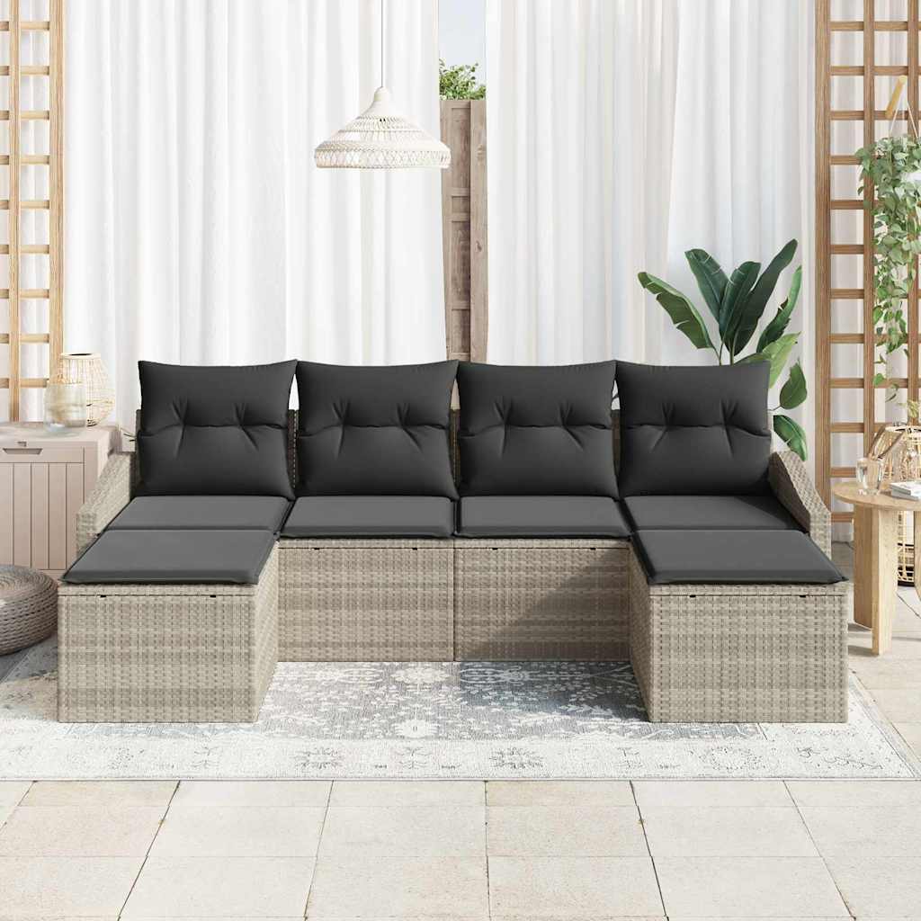 Set sofe 6 kom. Svjetlosiva poliratan 233 x 117 x 85 cm
