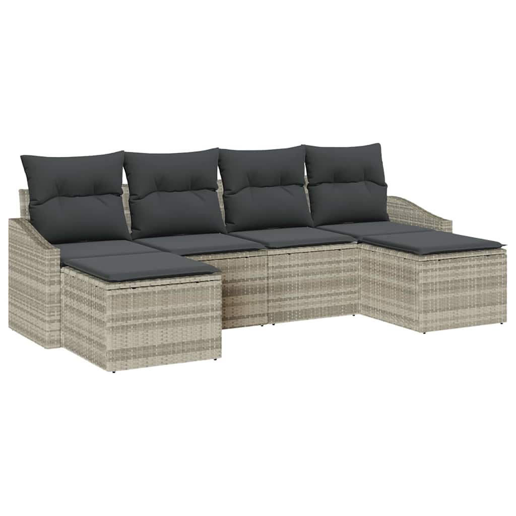 Set sofe 6 kom. Svjetlosiva poliratan 233 x 117 x 85 cm