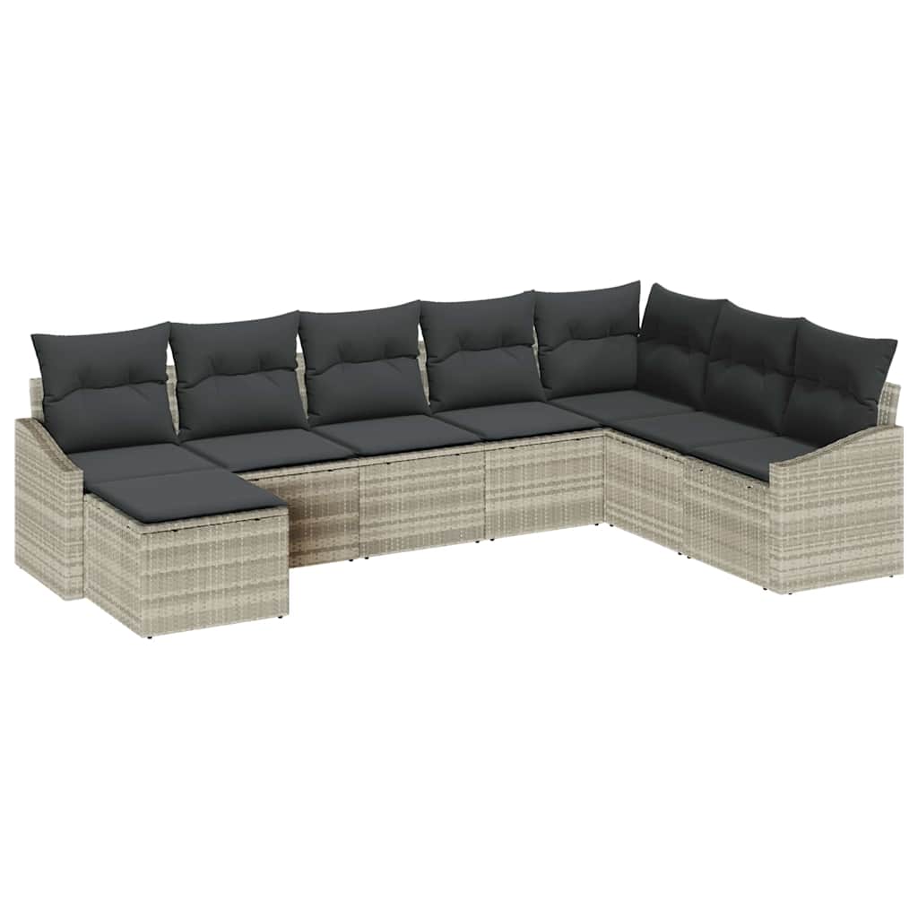 Set sofe 8 kom. Svjetlosiva poliratan 288,5 x 178,5 x 85 cm