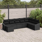 Set sofe 8 kom. Crna poliratan 288,5 x 178,5 x 85 cm