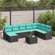 Set sofe 9 kom. Crna poliratan 288,5 x 178,5 x 85 cm