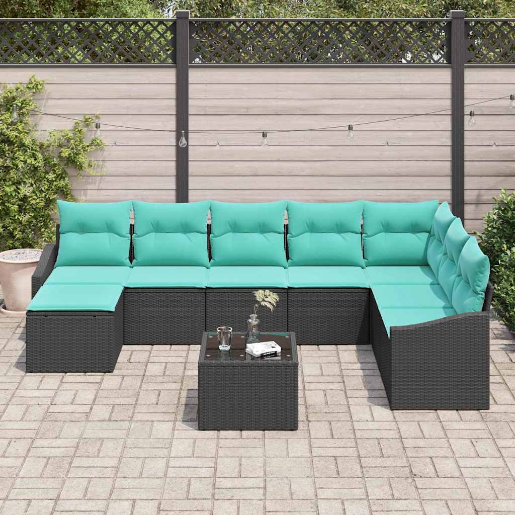 Set sofe 9 kom. Crna poliratan 288,5 x 178,5 x 85 cm
