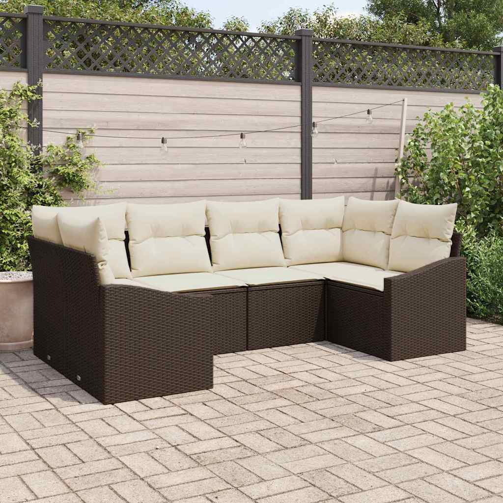 Set sofe 6 kom. Smeđa poliratan 234 x 123,5 x 85 cm