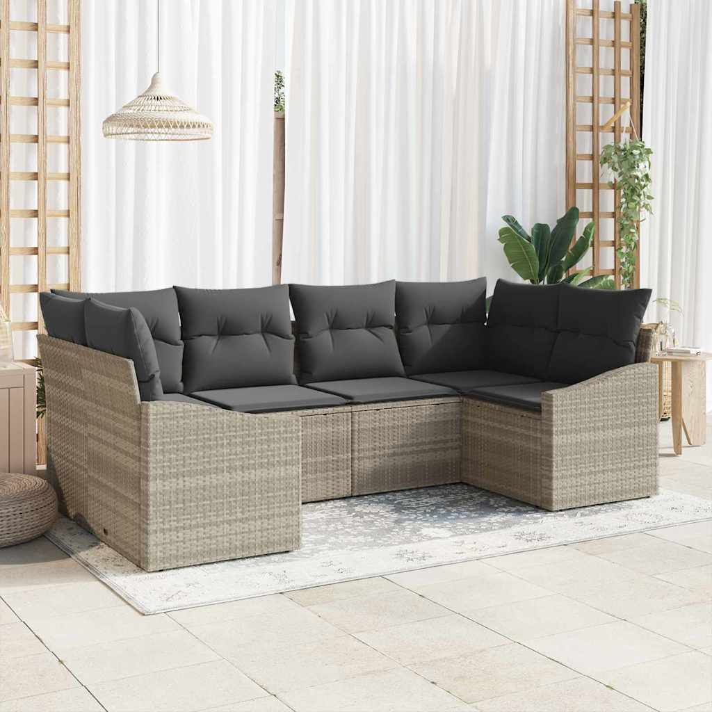 Set sofe 6 kom. Svjetlosiva poliratan 234 x 123,5 x 85 cm