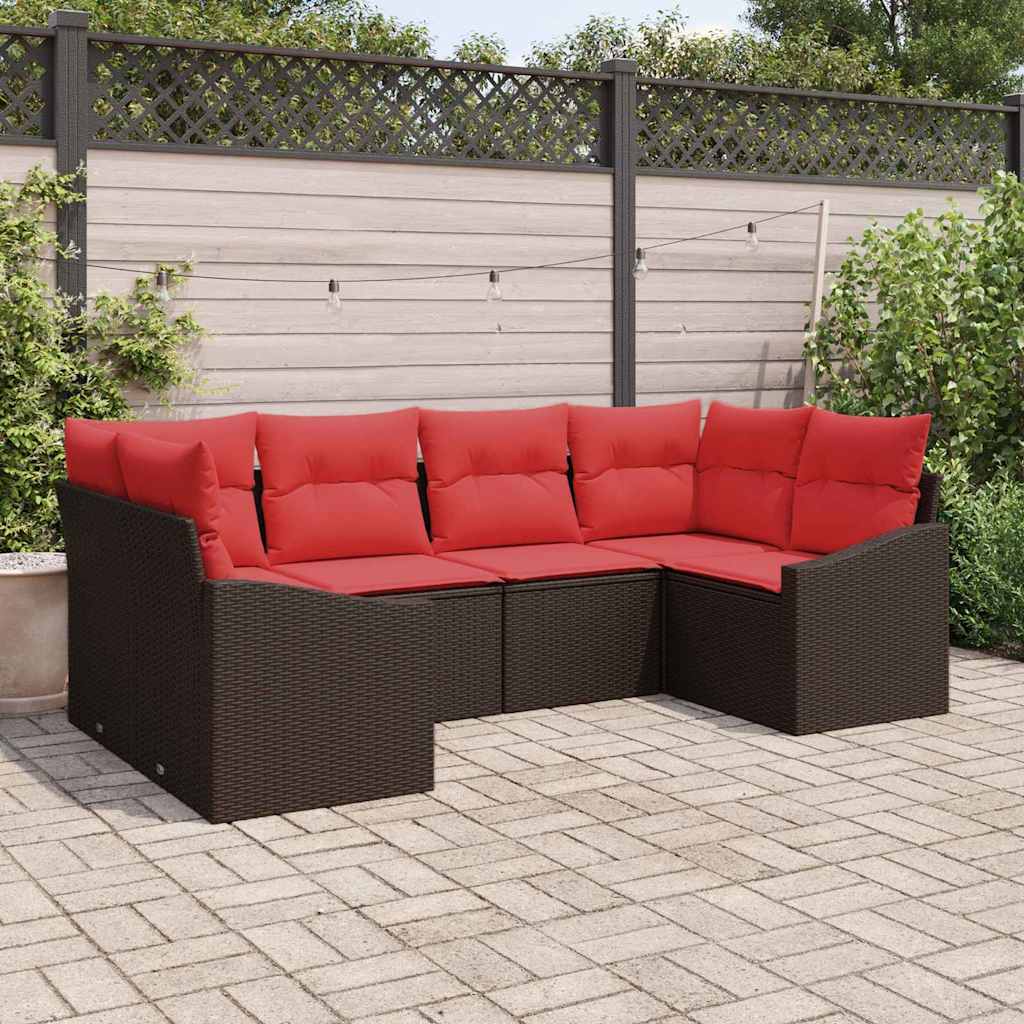 Set sofe 6 kom. Smeđa poliratan 234 x 123,5 x 85 cm