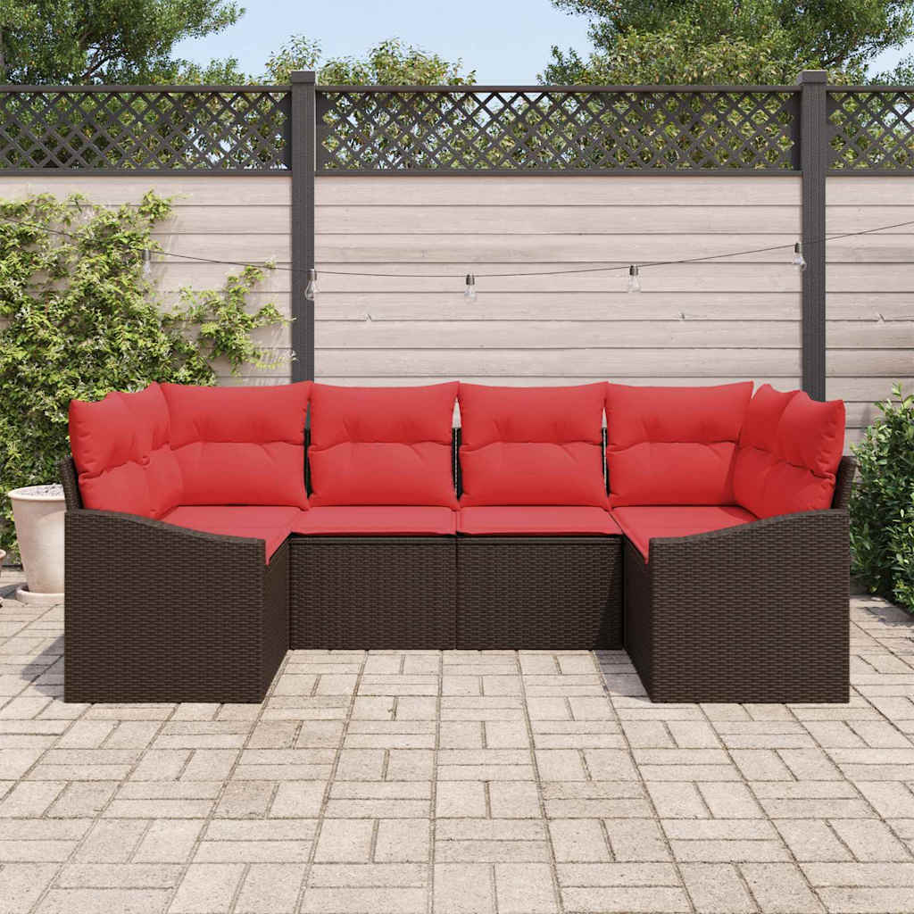 Set sofe 6 kom. Smeđa poliratan 234 x 123,5 x 85 cm