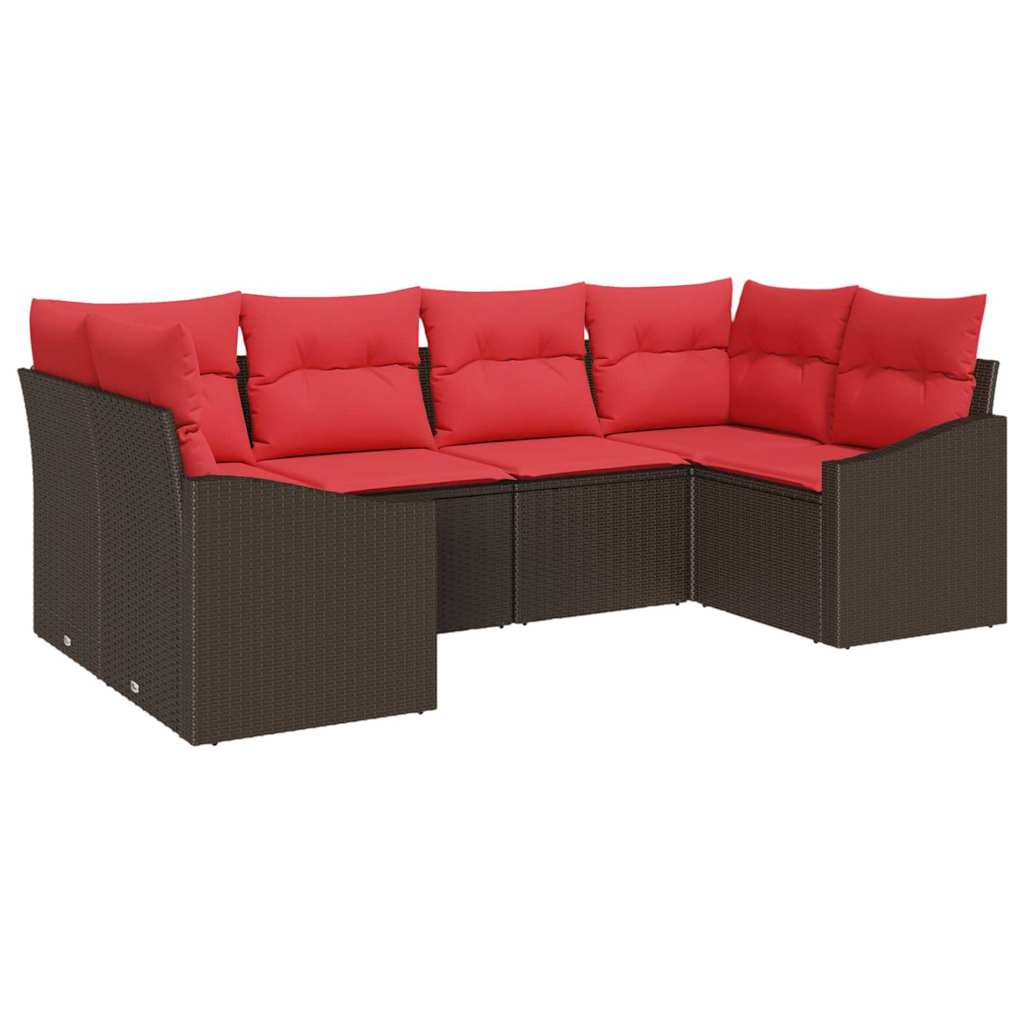 Set sofe 6 kom. Smeđa poliratan 234 x 123,5 x 85 cm