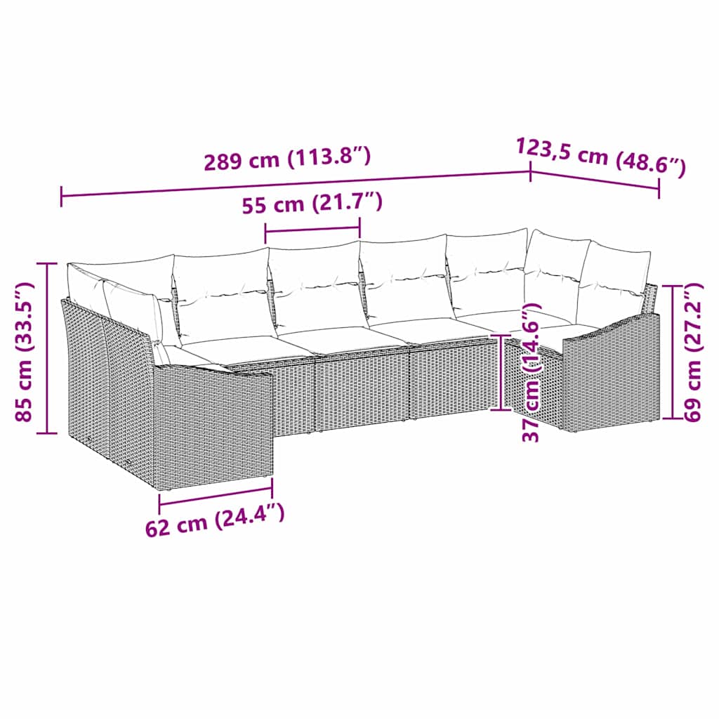 Set sofe s jastukom 7 pcs Smeđa poliratan